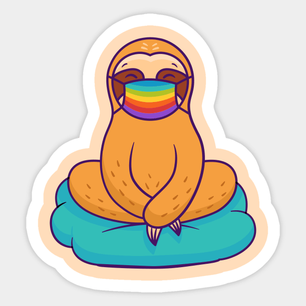 Sloth in mask, lgbt sloth, covid, coronavirus, lgbt mask, lgbt facemask, lgbt face mask, gay sloth, lgbtq sloth Sticker by crocozen